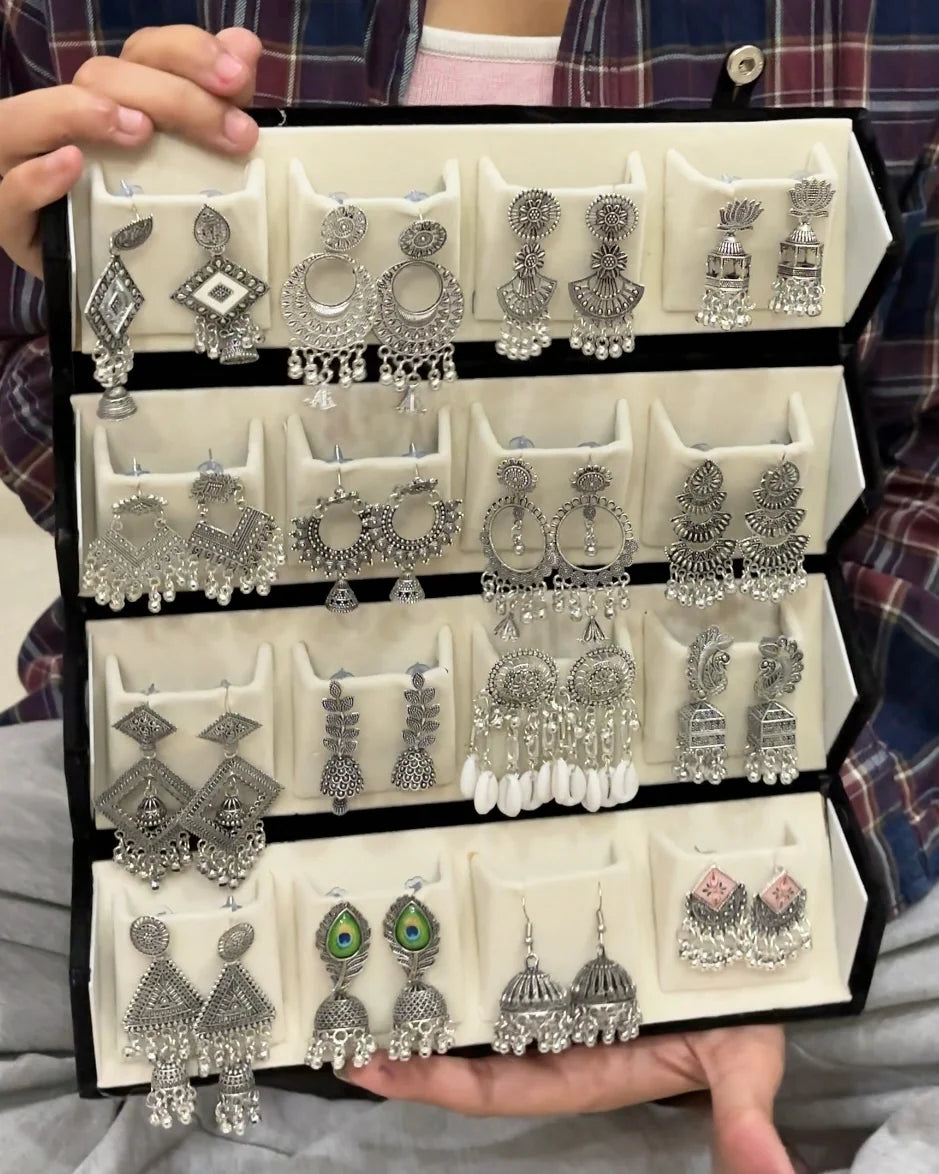 Premium 16-Pair Jhumka Earrings Collection Box for Women & Girls