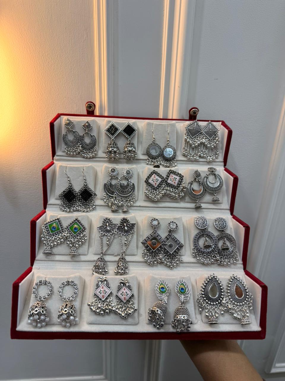 16 Pair Designer Jhumka Combo with Luxury Box 🎁