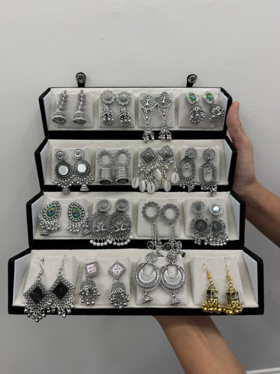 16 Pair Designer Jhumka Combo with Luxury Box 🎁